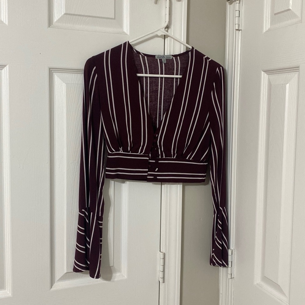 Crop Long Sleeve Striped Top